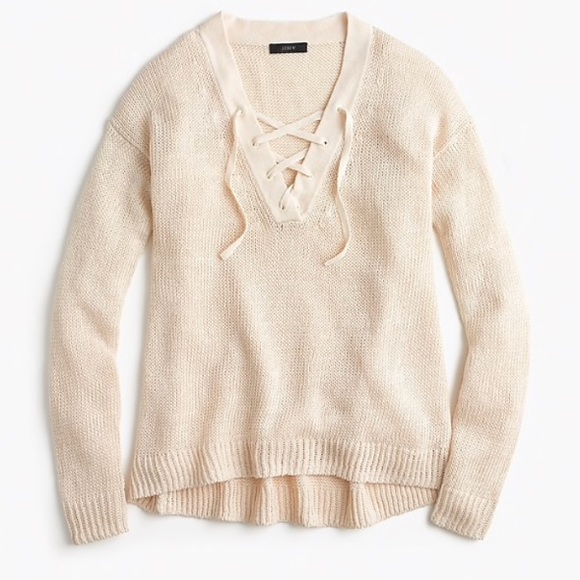 J. Crew Sweaters - J.Crew linen lace up beach sweater
